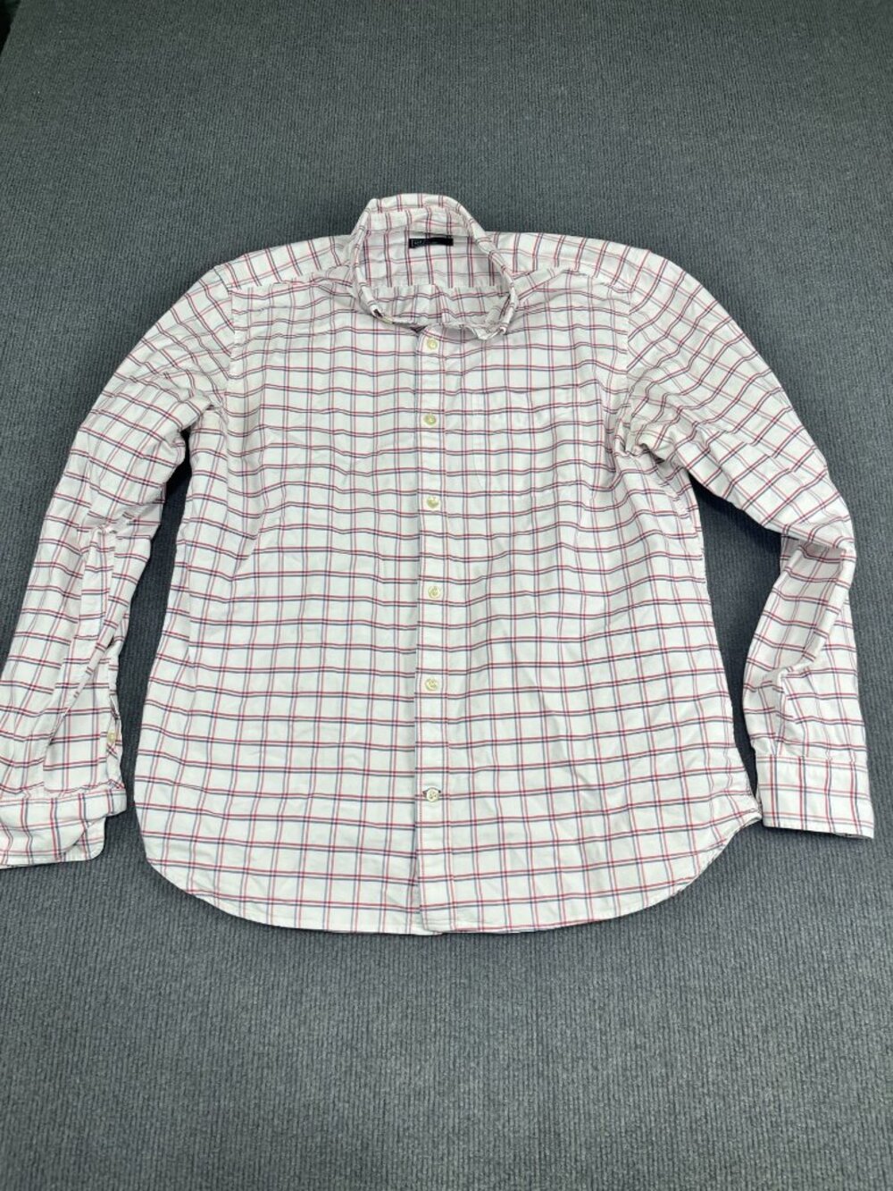 Gap Mens Long-Sleeve Red & Blue Checkered Button-Up Shirt Size L